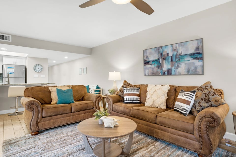 Relax on the cozy couch