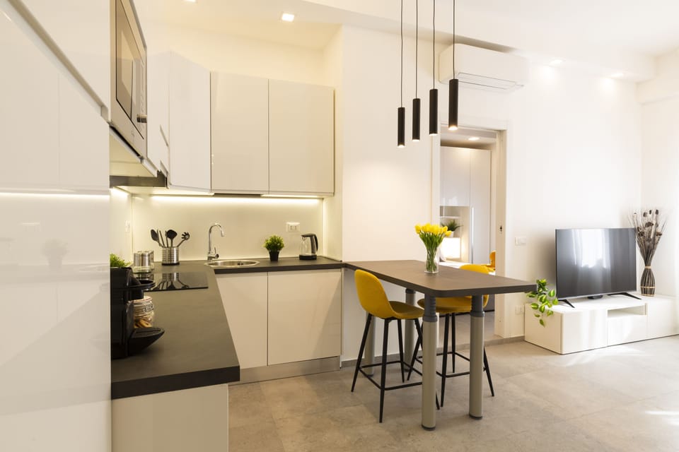 Apartment | Private kitchen | Full-size fridge, microwave, oven, stovetop