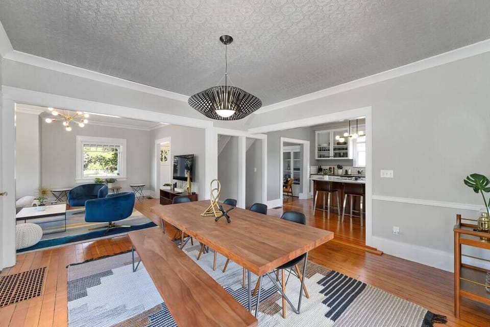 Dinging room overlooking the kitchen and living room