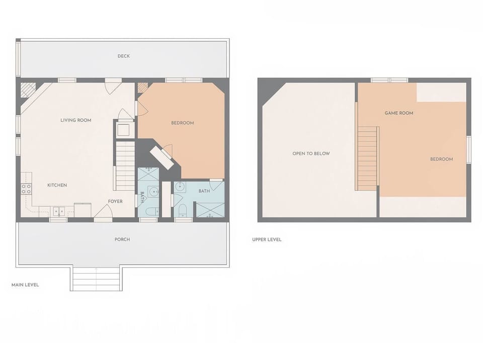 2 story cabin with 1 master suite and open loft that doubles as 2nd bedroom