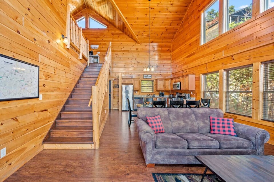 Stairway leading upstairs to the game room and bedroom.