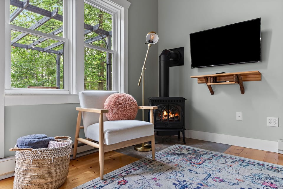 Cozy up next to the gas fireplace with a cup of coffee or tea