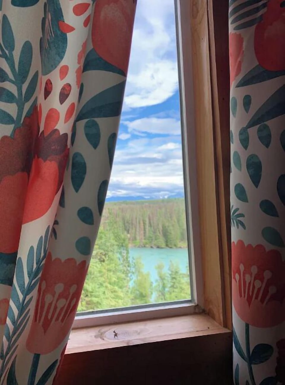 View from second floor loft of river, valley and mountains. 