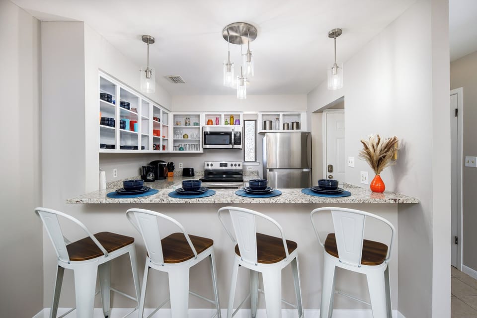 Breakfast bar and open concept kitchen
