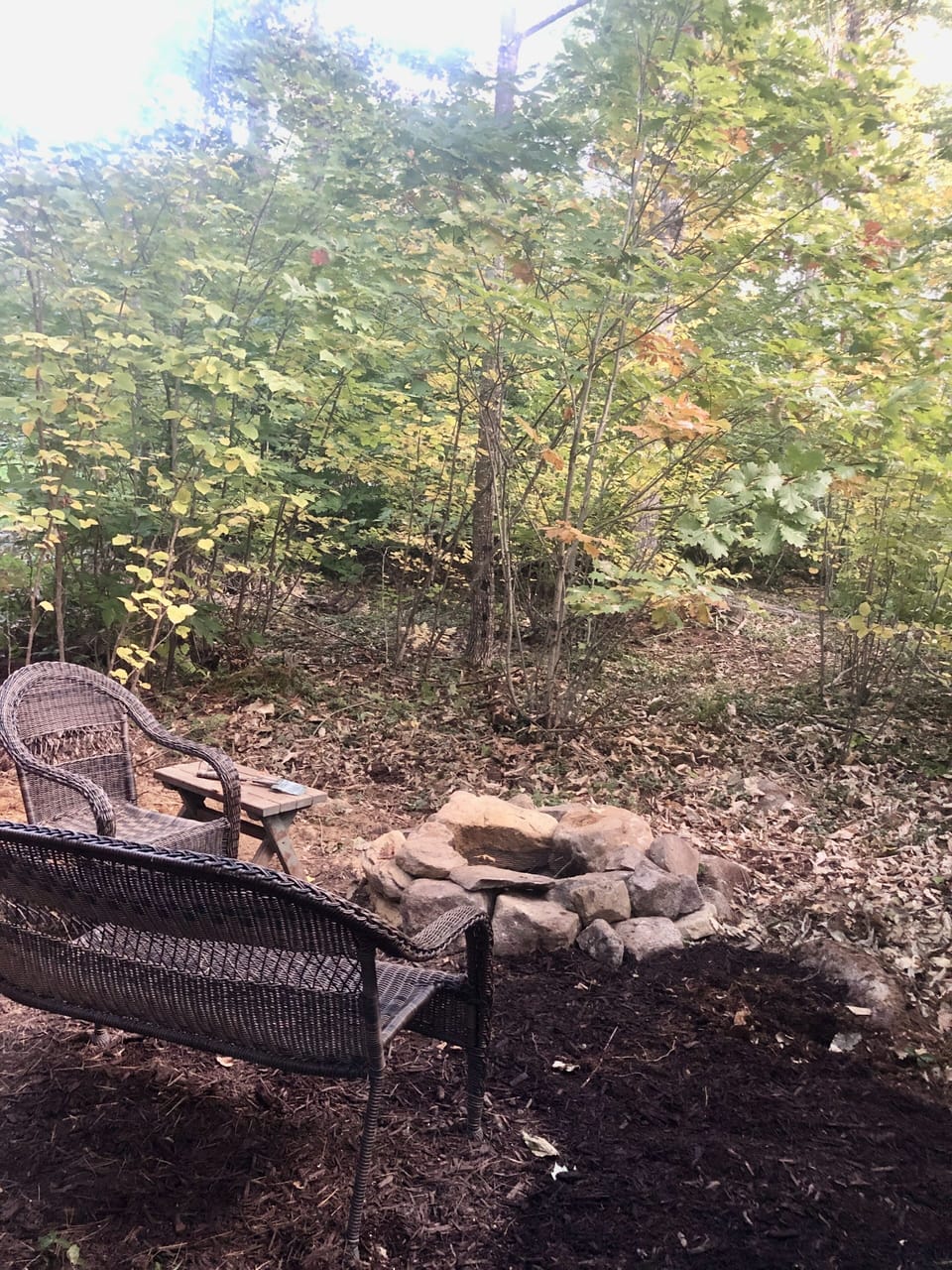 Outside firepit at Maybelle.  One bundle of firewood included with your stay.