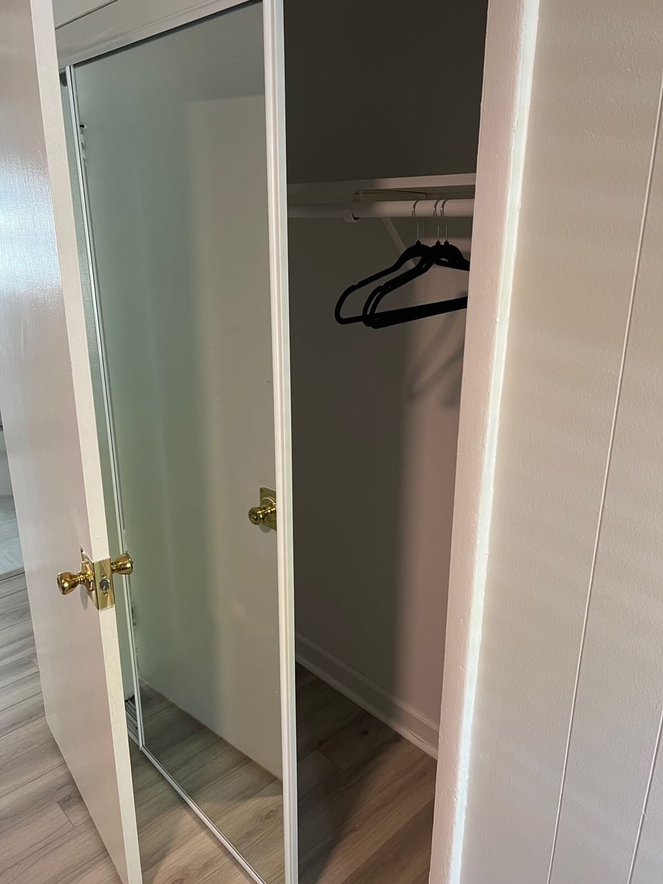 Each room features a closet with hangers and shelves for ideal storage!