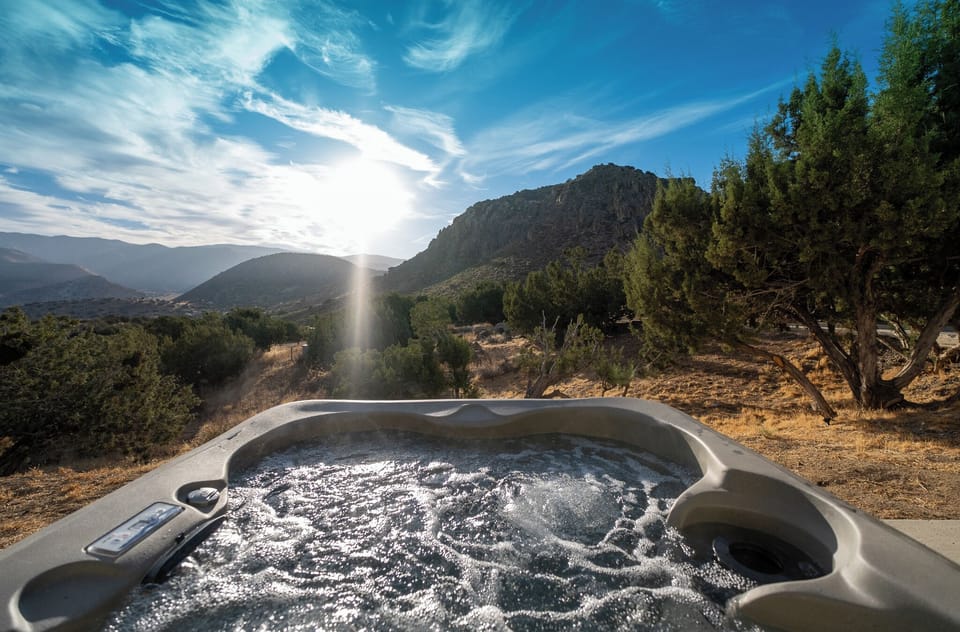 Private Hot tub with expansive views.