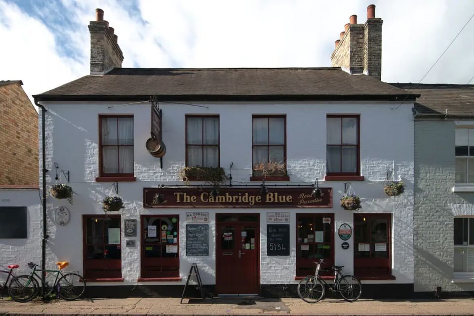 The famous Cambridge Blue pub, less than two minutes away