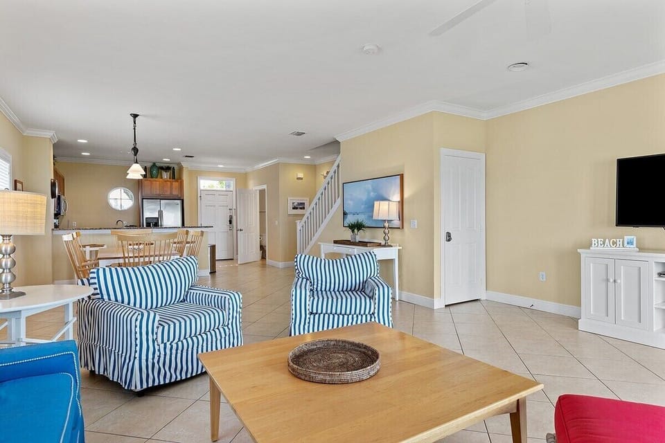 The spacious living room flows directly into the dining area and kitchen for relaxed Florida Keys entertaining.