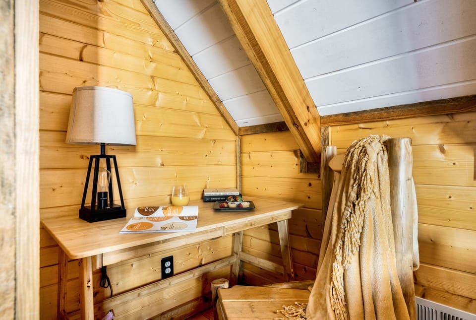 The loft has its own desk for work, although we hope you don't need it!