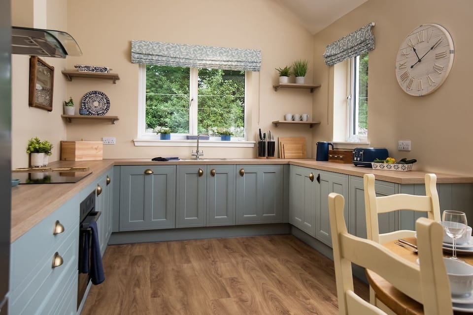 The Coach House, Kingston - stylish, blue kitchen