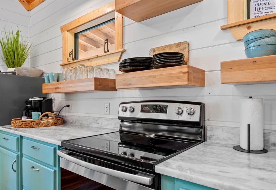 Everything you need for cooking is right here! Enjoy the blend of modern amenities and rustic charm.