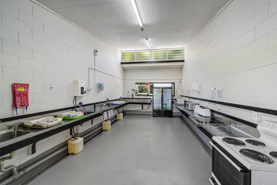Mini-fridge, microwave, electric kettle, toaster