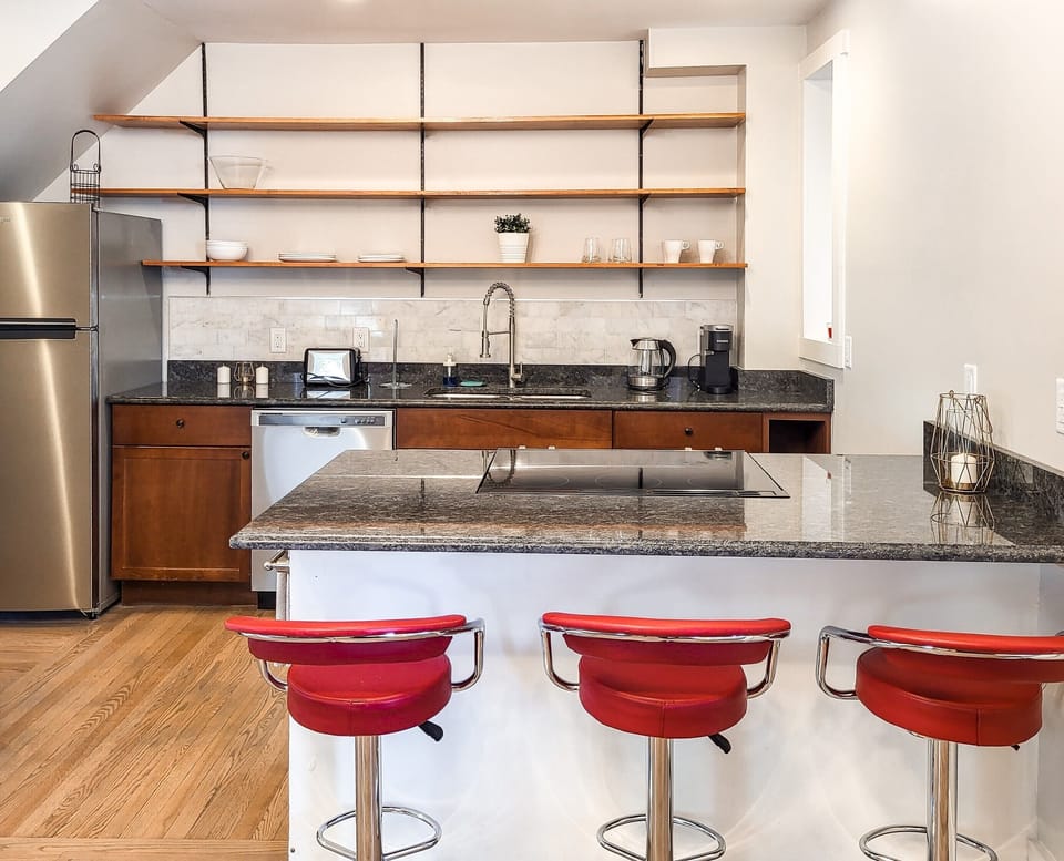 Dining area and kitchen with many amenities