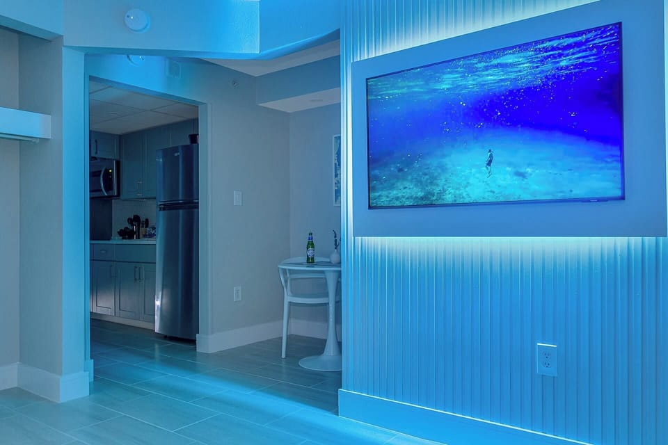 Experience custom lighting ambience—perfect for relaxation or romance.