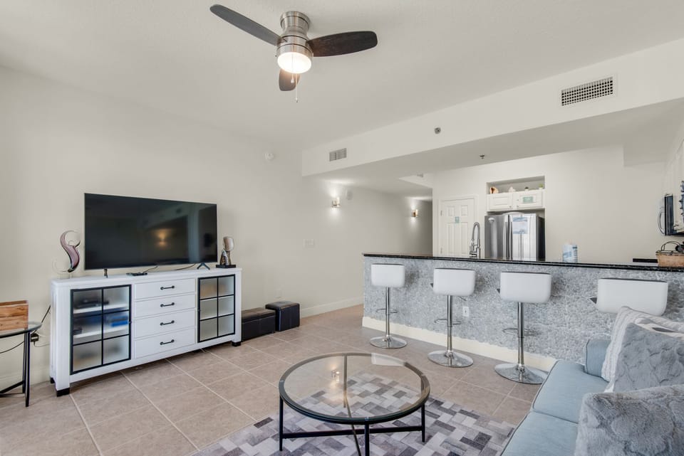 Enjoy a movie on the flat screen TV