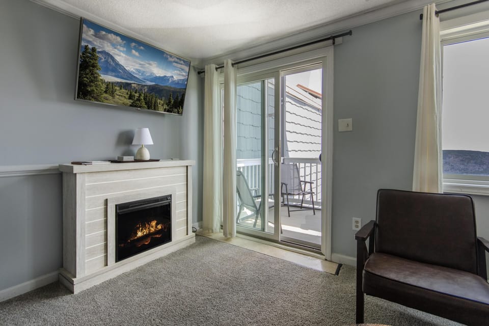 Cozy up to the electric fireplace during cold evenings!