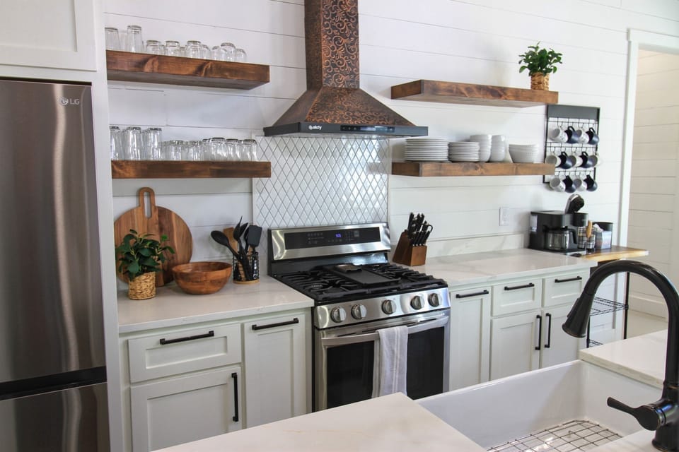 Fully furnished kitchen - pots, pans, dishes, flatware, coffee bar, crockpot