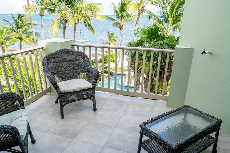 Third floor patio with views of the pool, beach and Caribbean sea