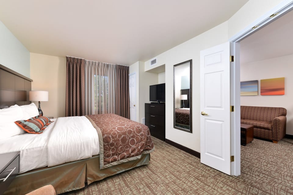 Get a good night's rest in the cozy bedroom.