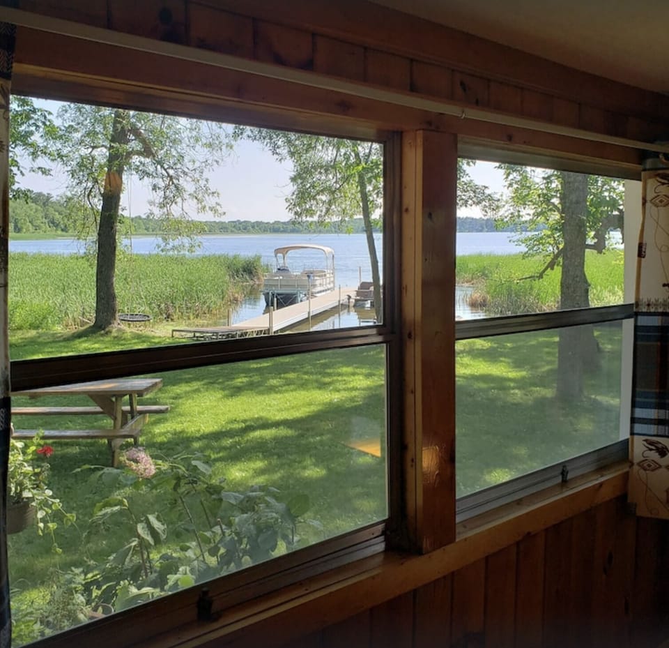 Lakeside porch view from dining table.