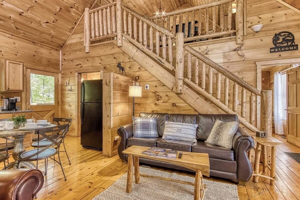 Rustic charm meets modern comfort in this inviting space—perfect for relaxation!