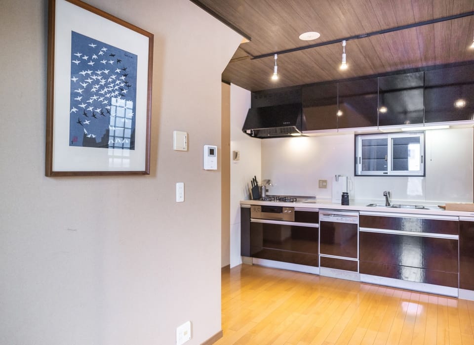 Full-size fridge, microwave, oven, stovetop