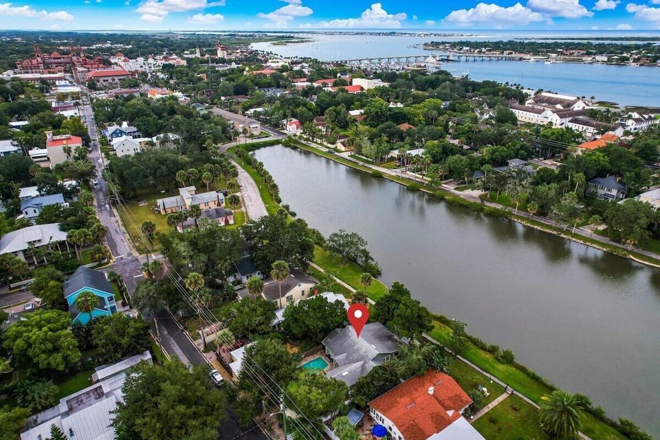 Ariel shot of Historical Downtown St. Augustine - A quick 8-min walk to Old Town!