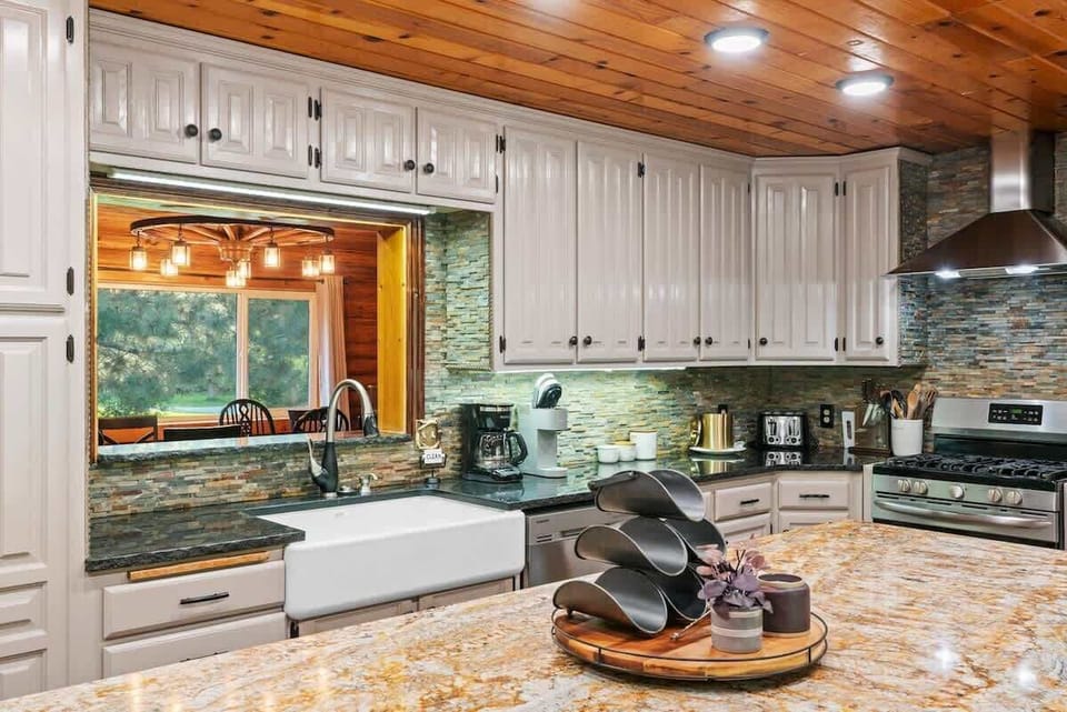 The kitchen has everything you'd expect at home (and maybe a little more!)