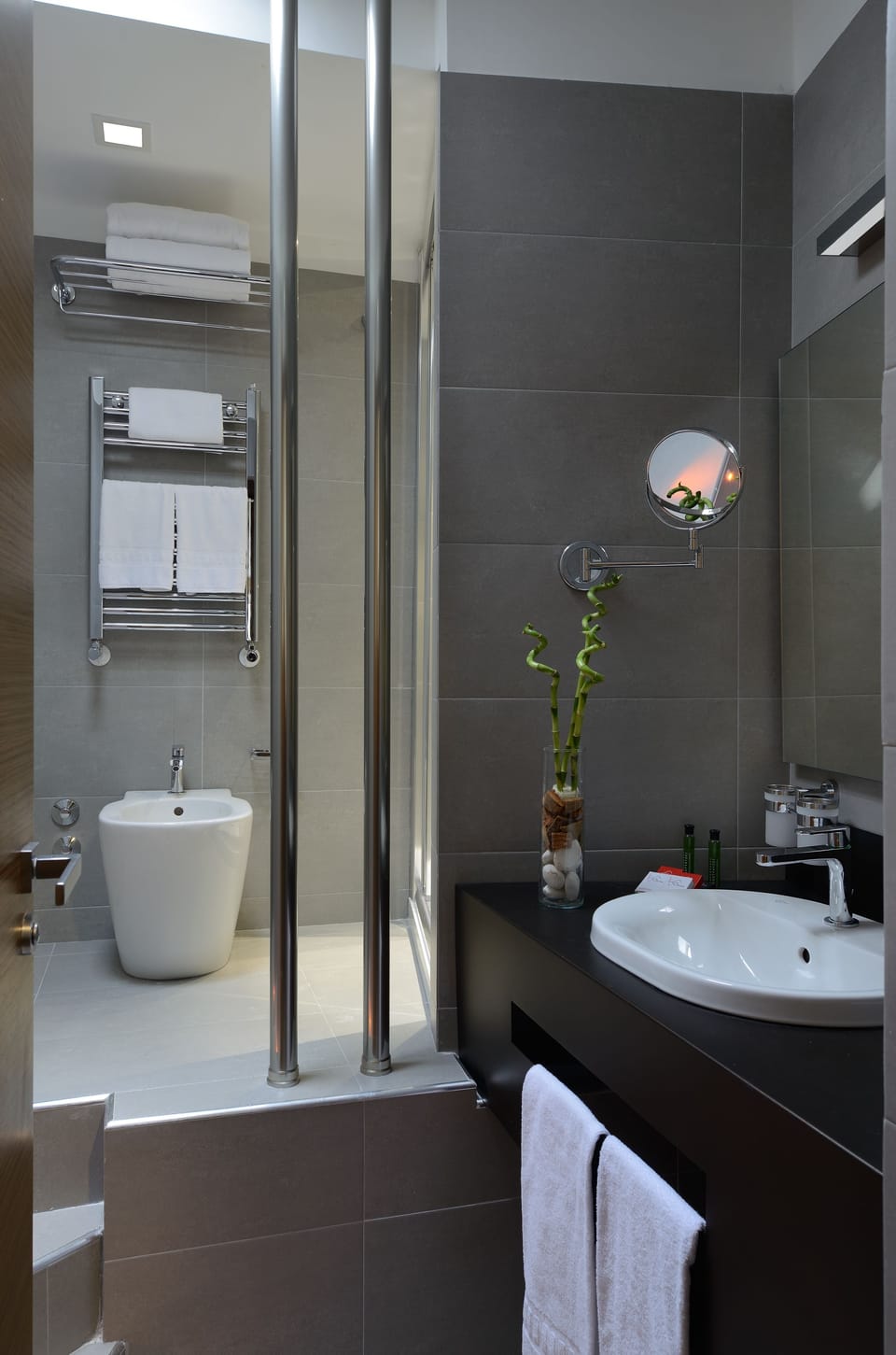 Shower, free toiletries, hair dryer, bidet