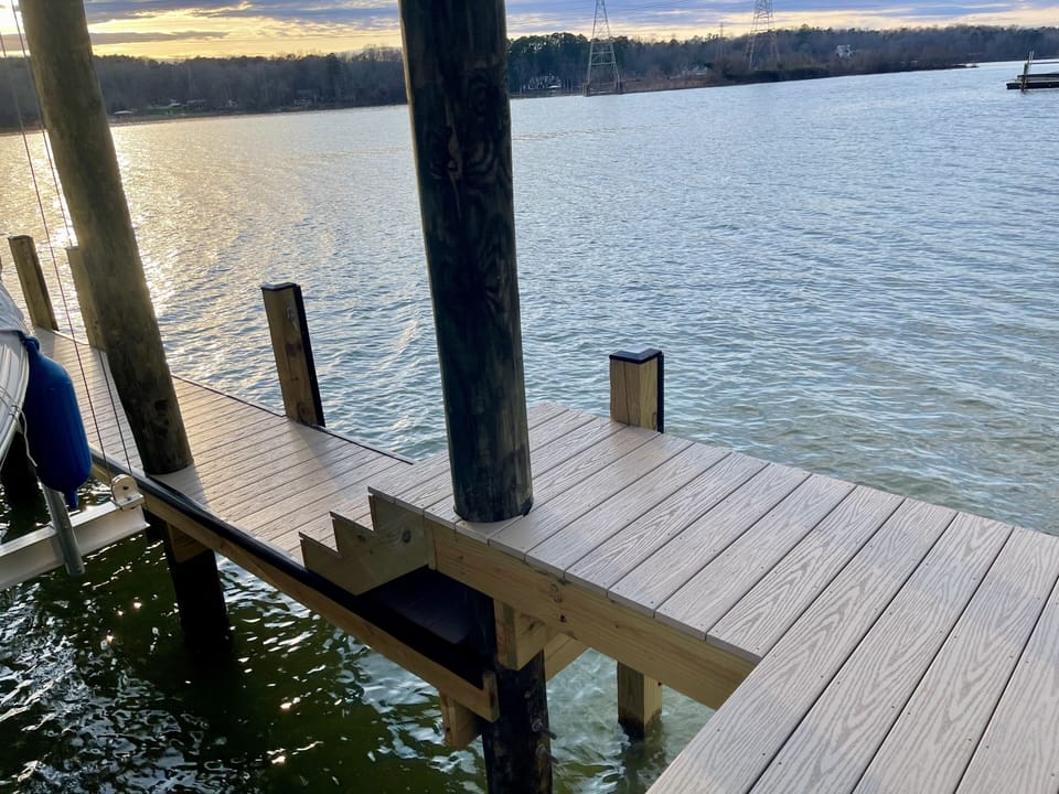Step down platform for easy lake access.