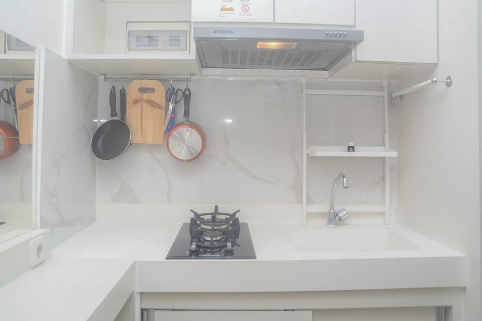Fridge, stovetop, cookware/dishes/utensils