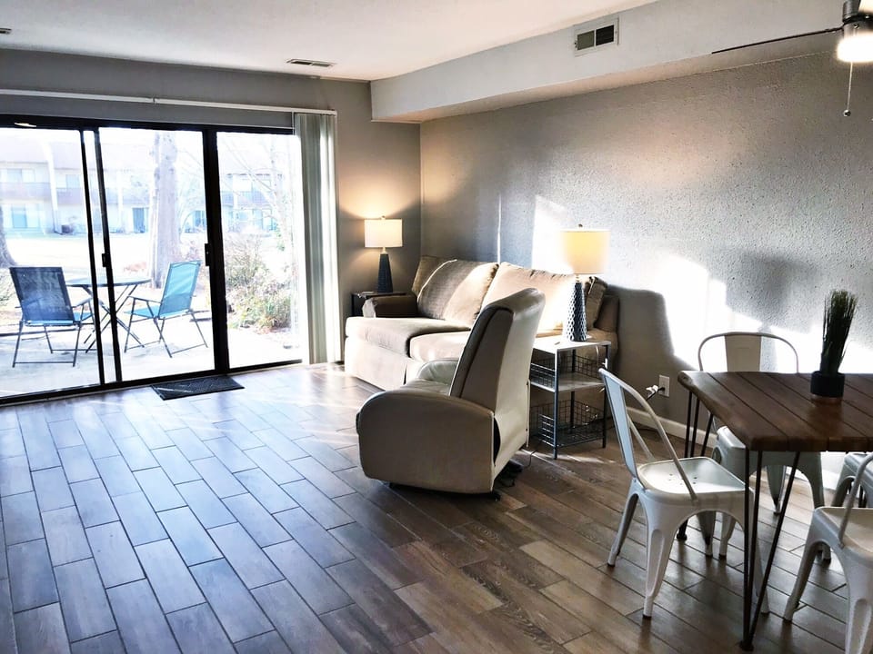 downstairs-cozy open flr plan w/ living room, dining, kitchen; half bath and w/d
