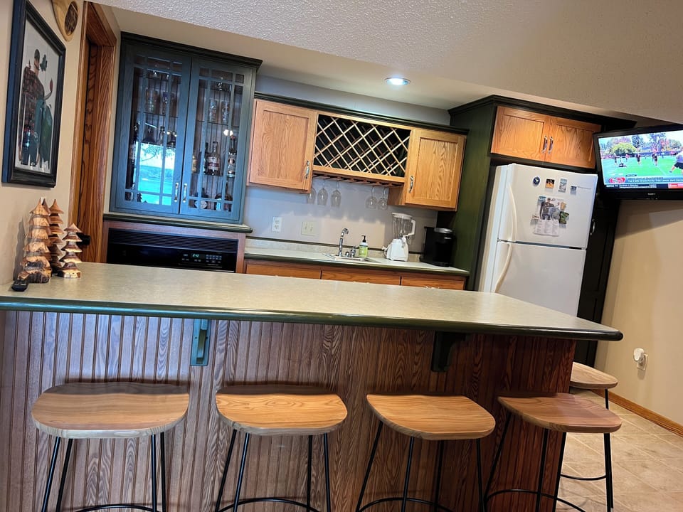 Downstairs bar with an extra oven