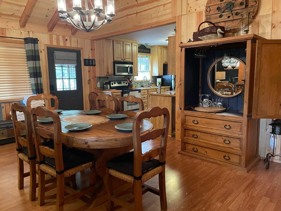 Dining table and liquor cabinet