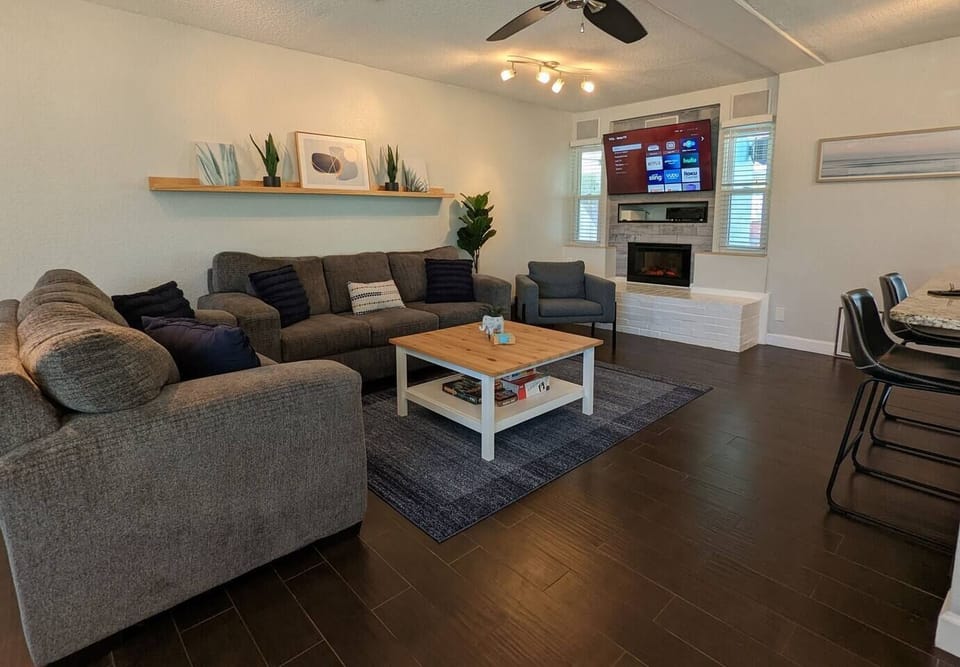Spacious living room with seating