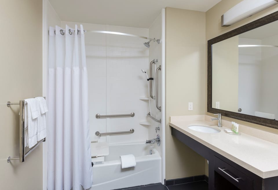 Get ready for your day in the bathroom.