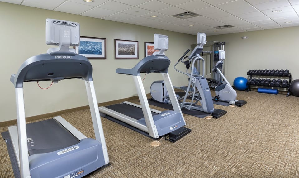 Fitness center with treadmills and cardio equipment.