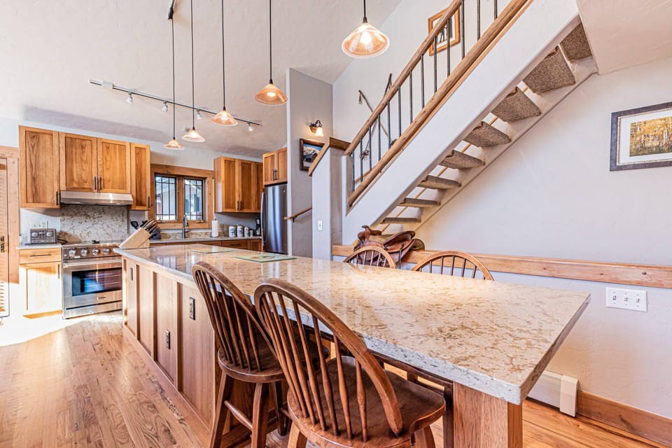 Spacious kitchen with plenty of counter space to do work, have a snack or play a game!