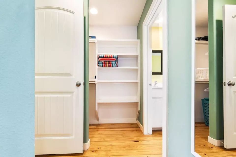 The primary bath has a large closet