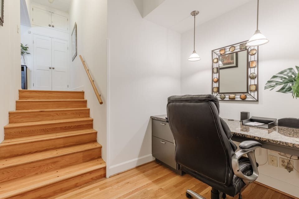Designated work space upon first entering the loft.
