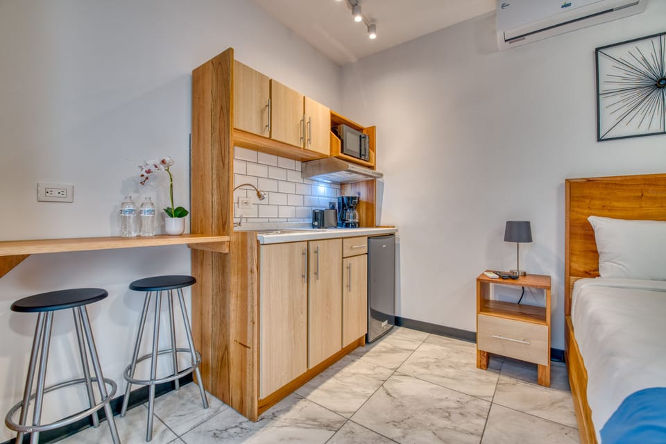 kitchenette with two seating dinning area