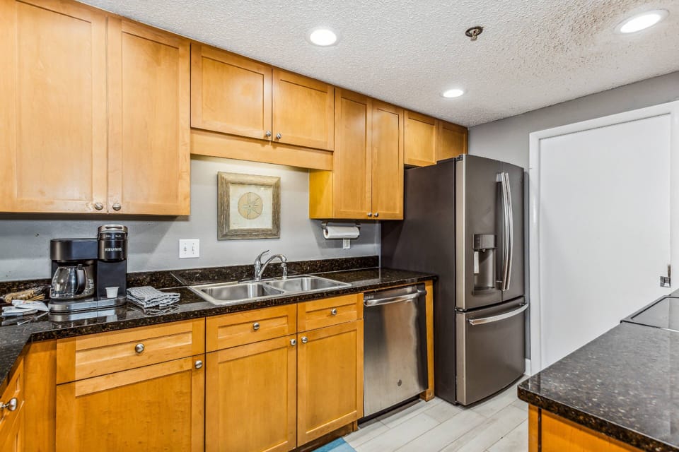 Modern kitchen with stainless steel appliances