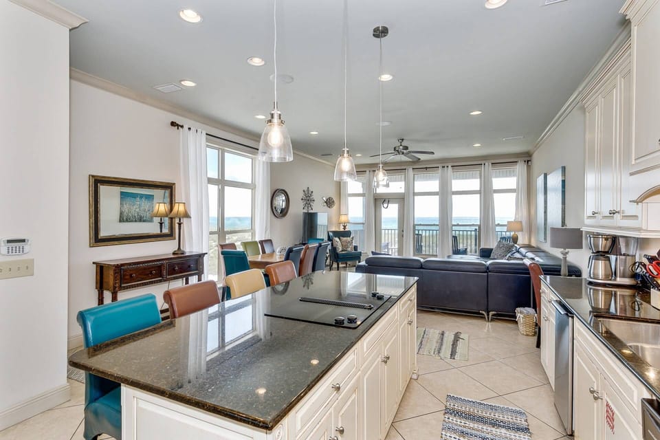 Enjoy gulf views from the kitchen