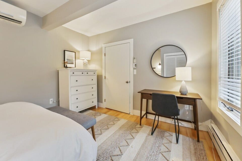 Bedroom 1- King bed with desk area for guests who may need to work from home