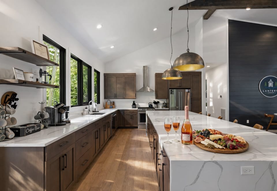 A beautifully designed kitchen equipped with premium appliances and ample space for creating meals or entertaining guests.
