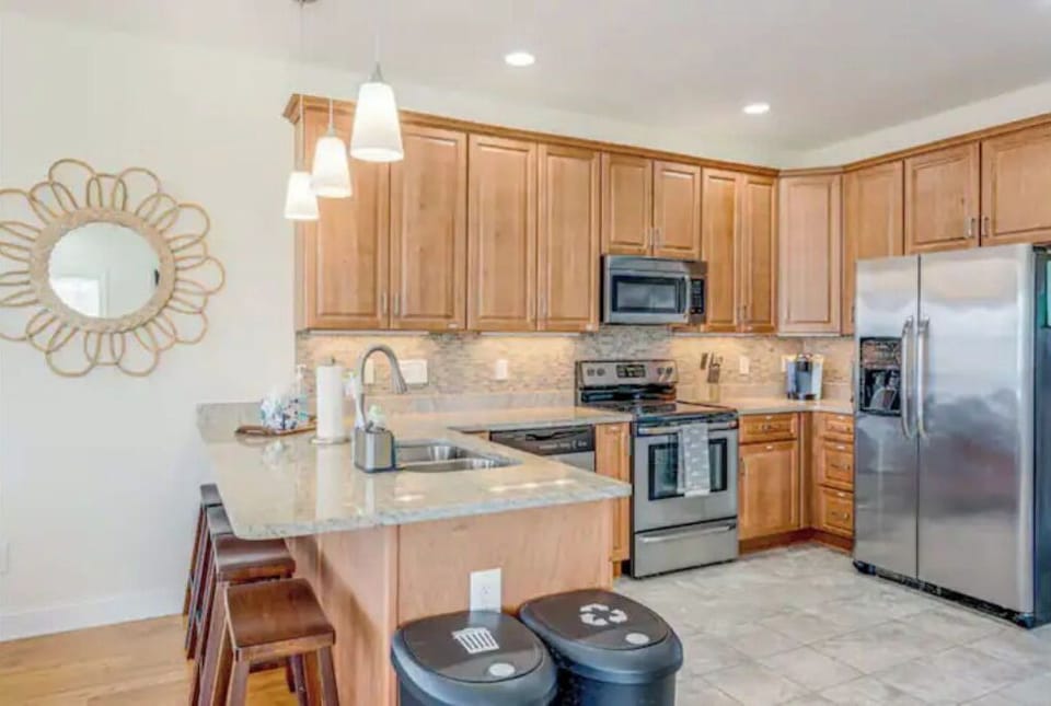 Large fully stocked kitchen so you can cook meals for the whole family