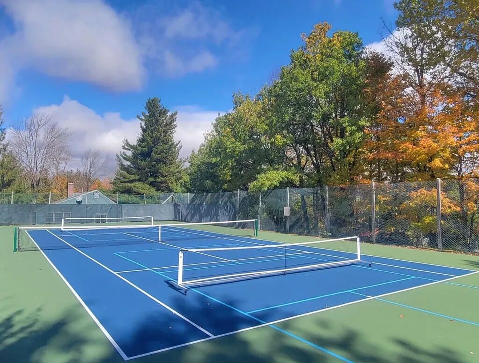 Brand new pickleball court - also marked as tennis court.