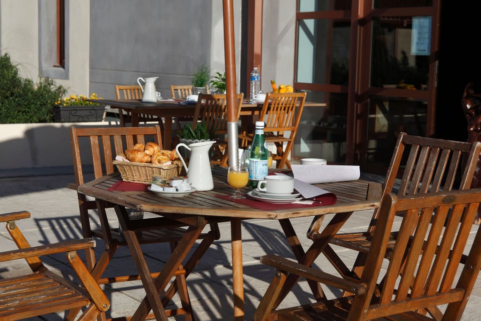 Curb your appetite by eating at the on-site restaurant.