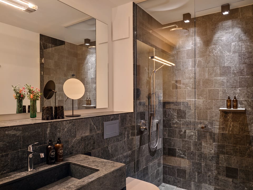 One Bedroom Apartment | Bathroom | Shower, rainfall showerhead, designer toiletries, hair dryer